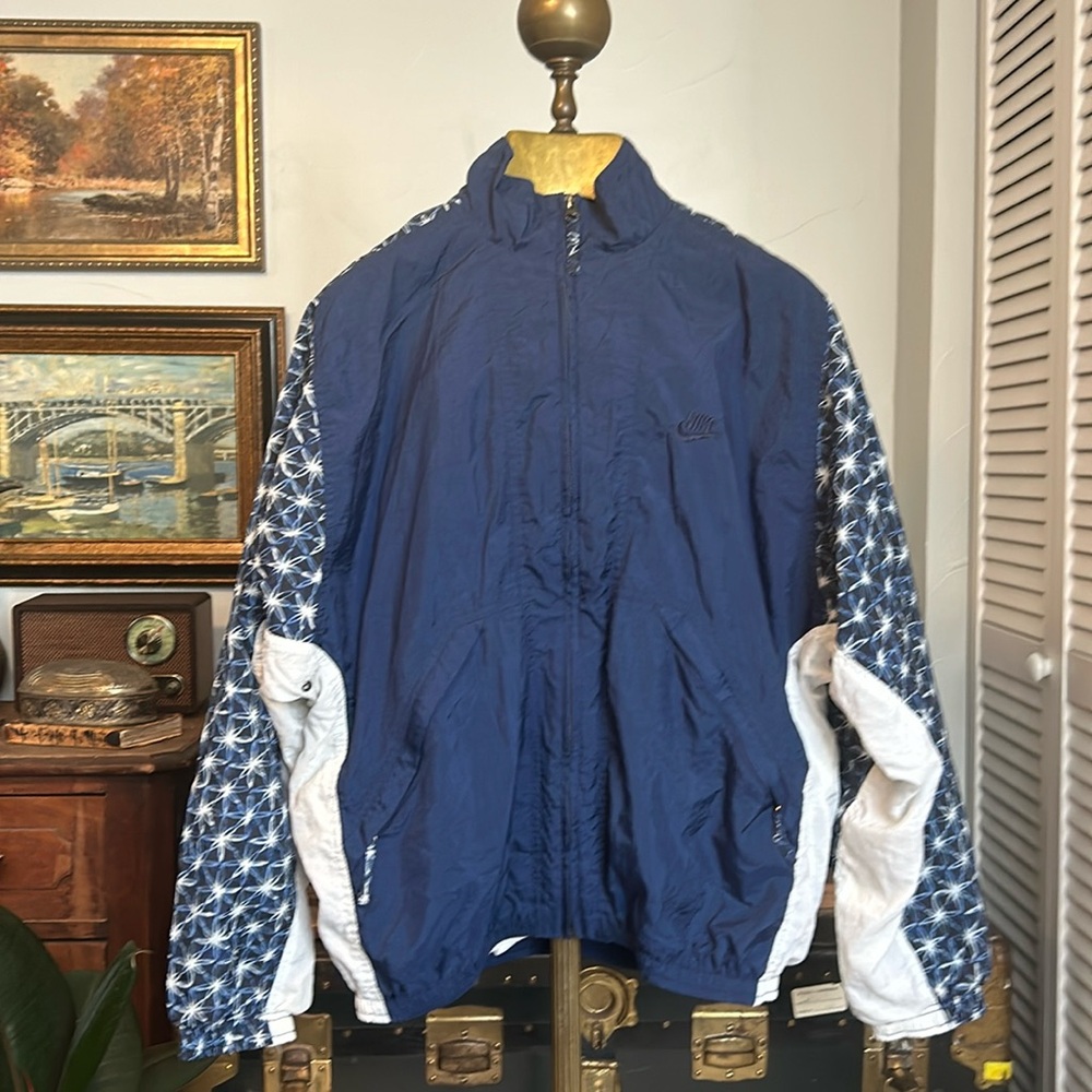 VINTAGE 90s Nike Windbreaker Jacket Color Block Celestial Slleves